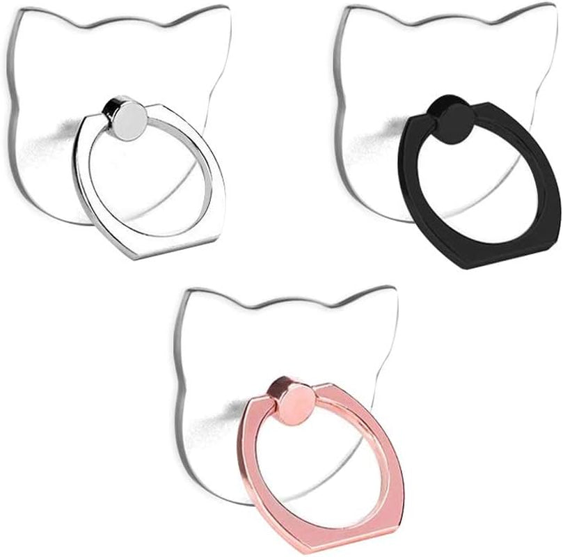 Transparent Cat Cell Phone Ring Holder Kickstand,360 Rotation Clear Cat Cell Phone Finger Ring Grip Stand for Phones,Pad  lenoup   