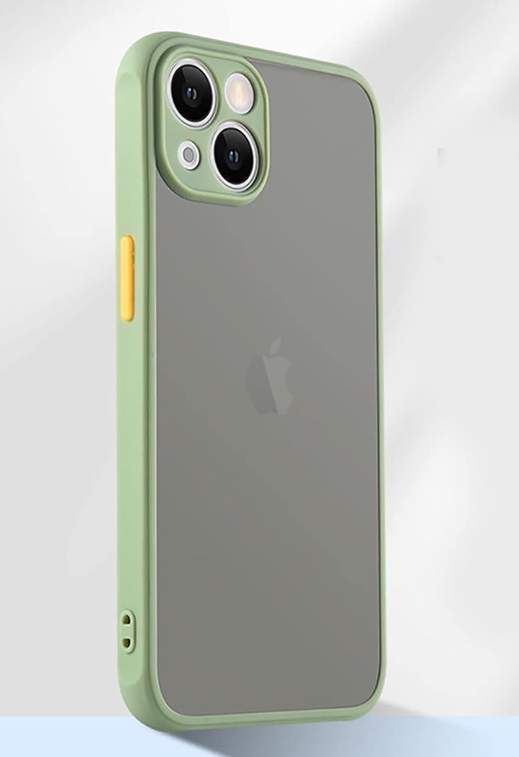 ZEZHOU Iphone 13 Mini Clear Case with Camera Lens Protector, Non Yellow Square Electroplated Edge, Upgraded Shockproof Inner Silicone Bumper Shell, Slim Thin Phone Case for Iphone 13 Mini 6.1", Black  ZEZHOU Matte Hard Back, Light Green Bumper+Yellow Buttons Design For Iphone 13 Case, 6.1" 