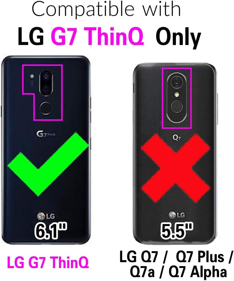 Asuwish Compatible with LG G7 Thinq Wallet Case and Tempered Glass Screen Protector Flip Card Holder Cell Phone Cover for LGG7 One G 7 plus LG7 Fit Lg7Thinq 7G Thin Q G7+ G7Thinq Lgg7Thinq Women Red  Asuwish   