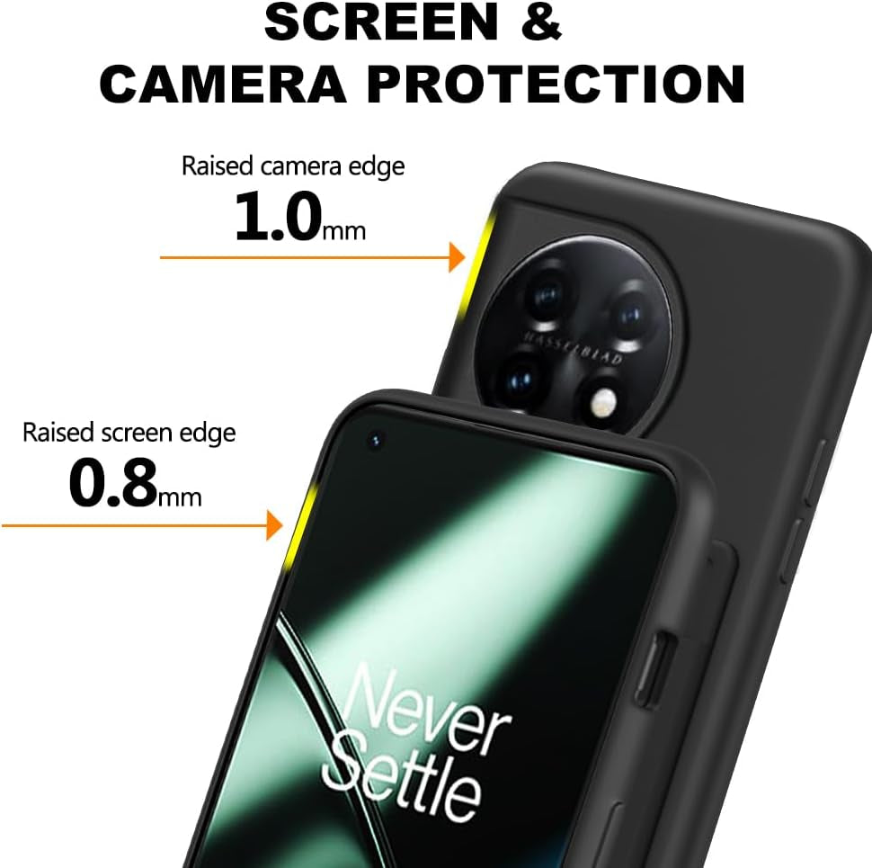 Anneey for Oneplus 11 5G Phone Case with Tempered Glass Screen Protector, Card Holder with Ring Stand Case for 1+ 11 5G Cover - Black  Anneey   