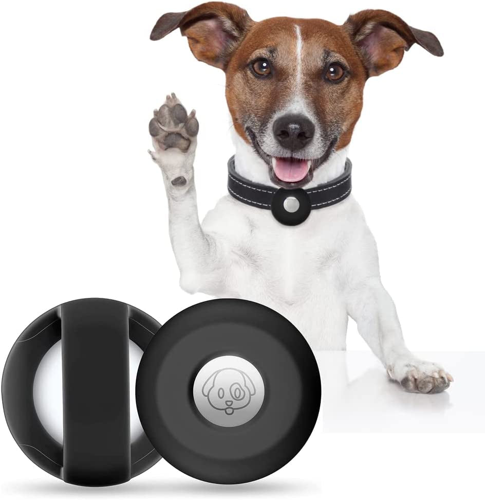 Dog Collar Holder for Air Tag [2 Pack], Bencube Dog Collar Cover,Silicone GPS Tracking Accessories Blue  bencube A Black  