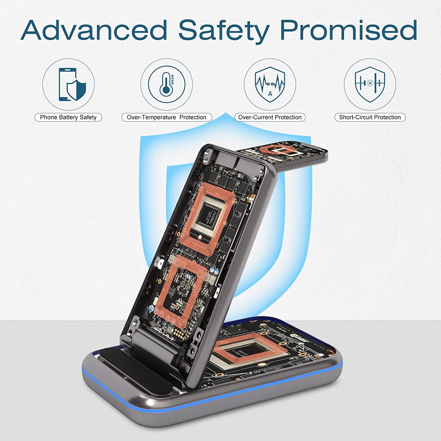 Wireless Charging Station - TYCRALI 3 in 1 Wireless Charger for Multiple Devices Apple, Foldable Charger Stand Designed for Iphone 14/13/12/11/Pro/Max, Apple Watch, Airpods  DONGGUAN XUNYUE ELECTRONICS CO LTD   