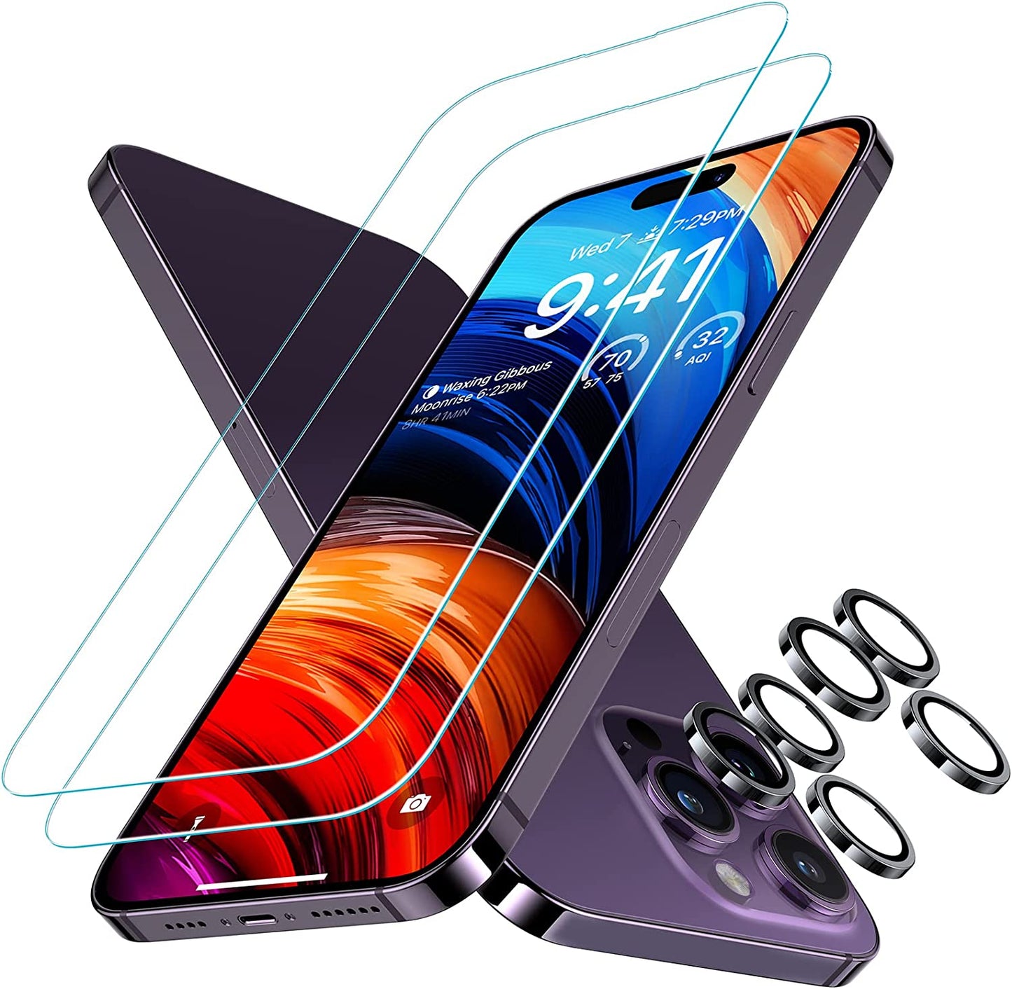 TORRAS 2023 Latest Upgraded 2-Pack Iphone 14 Pro Screen Protector & Camera Lens Protector [Full Protection Screen Saver] Aerospace Grade Materials Tempered Glass Anti-Fingerprint Easy Installation Bubble Killer  TORRAS   