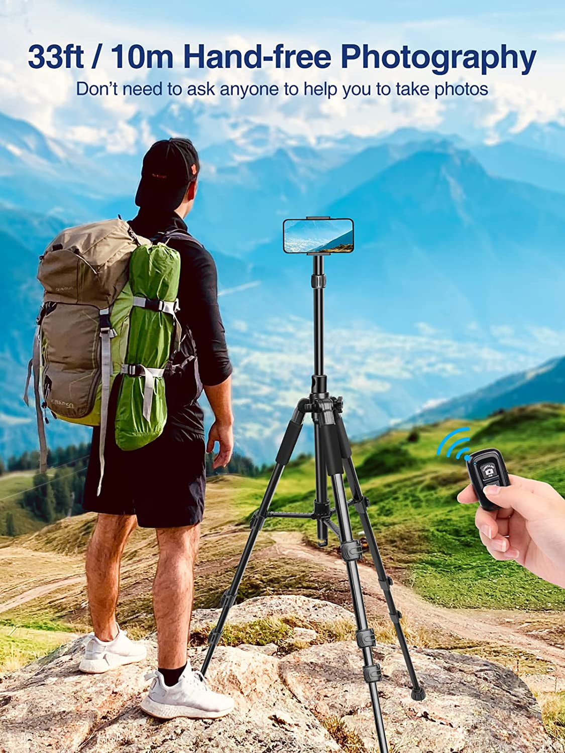 Elitehood Iphone Tripod for Overhead Video Recording [Heavy Duty & Ultra-Stable], 25In Horizontal Long Extendable Boom, 360° Rotation Iphone Tripod Stand with Remote, Vertical 71" Tall Phone Tripod  elitehood   