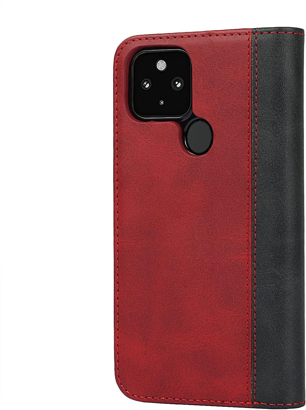 Jaorty Google Pixel 5 Wallet Case,Pixel 5 Folio Flip Case,Id&Credit Cards Slots Holder Pocket PU Leather Stand Feature and Strong Built-In Magnet Shockproof Case for Google Pixel 5,Red+Black  Jaorty   
