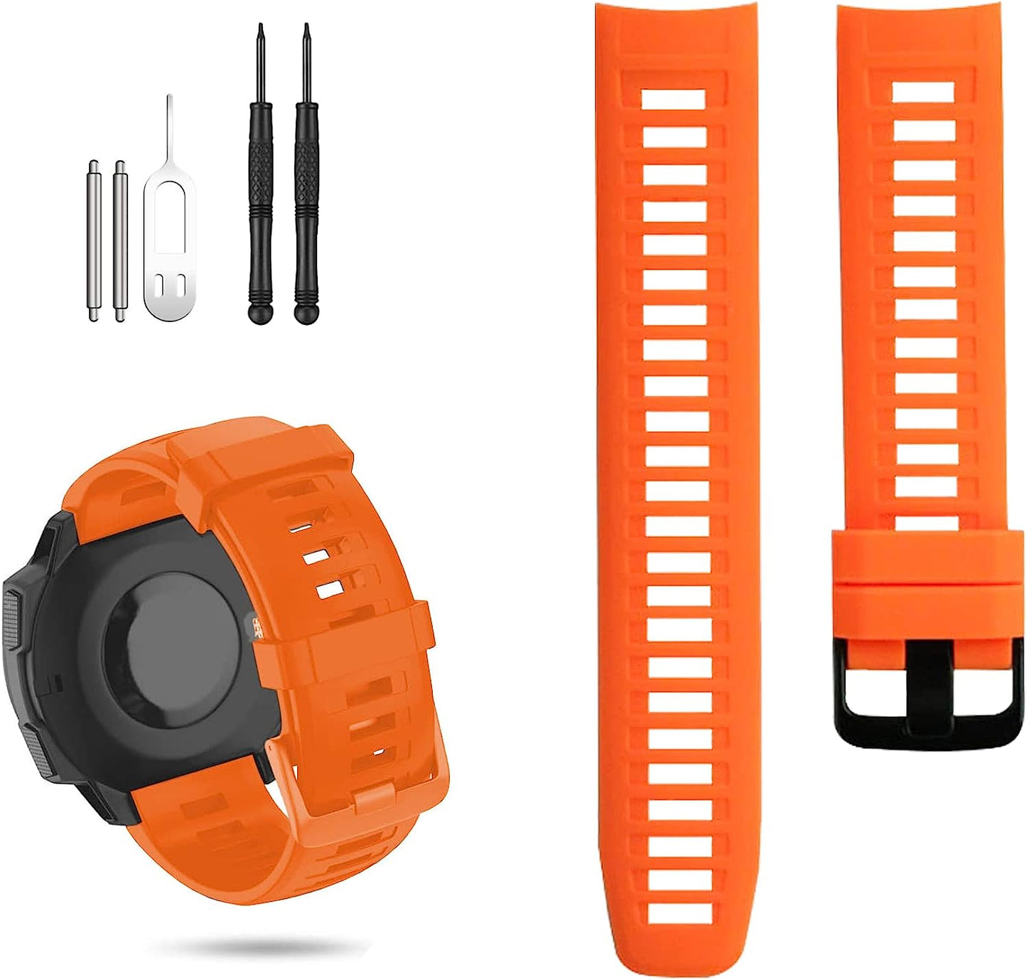 GERSIK Compatible with Garmin Instinct Bands, Soft Silicone Strap Sport Wristband Replacement for Garmin Instinct 2/Instinct Esports/Solar/Tide/Tactical GPS Smartwatch  GERSIK Orange  
