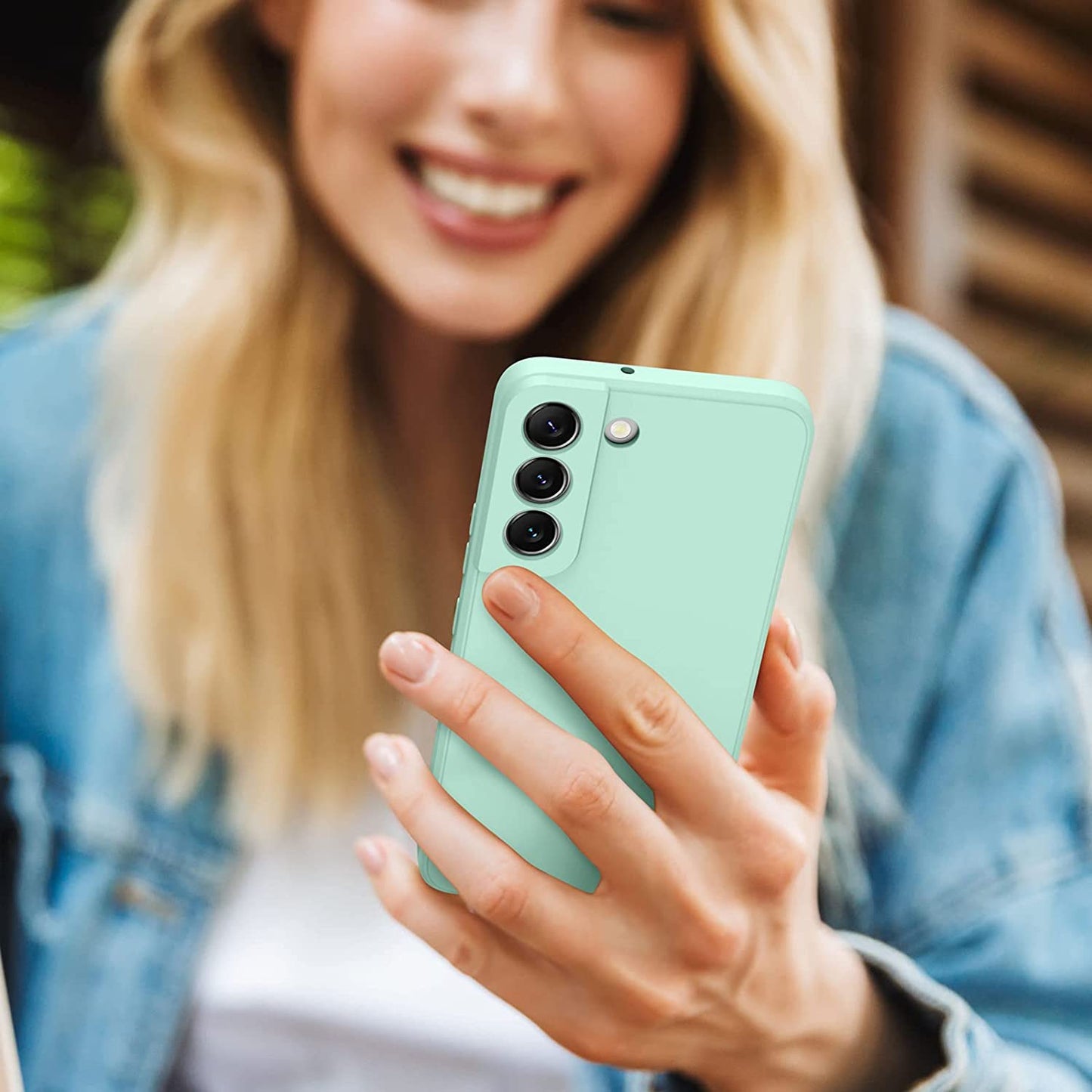 Vanjua [2 Pack] for Samsung Galaxy S22 Case, Stylish Liquid Silicone Slim Full-Body Protective Cover for Samsung Galaxy S22 5G 6.1 Inch Phone Case (Navy Blue+Light Cyan)  Vanjua   