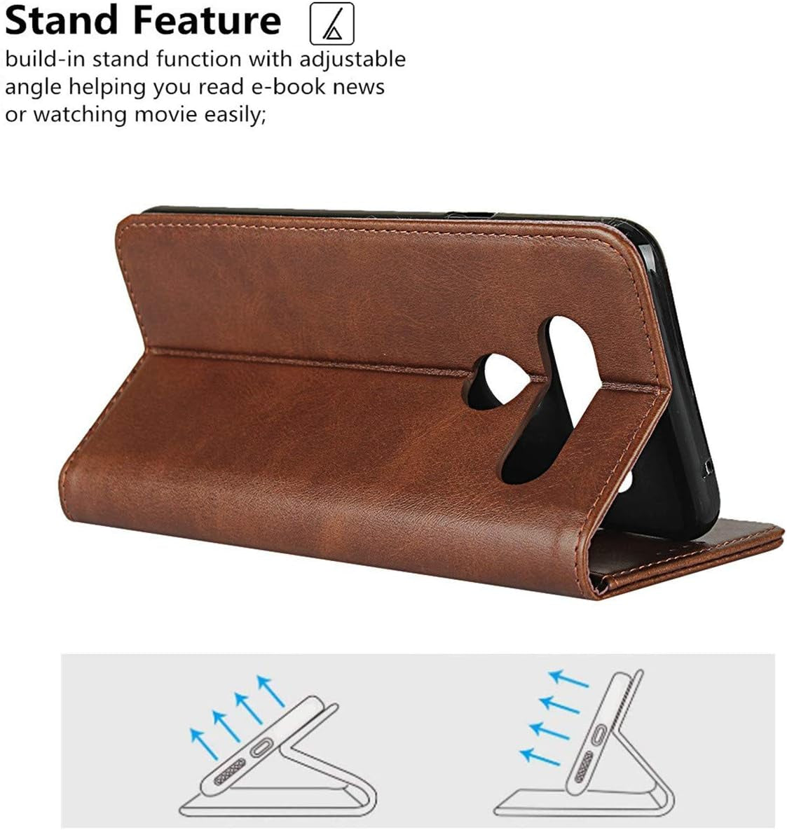 Icovercase for LG V40 Thinq Wallet Case, Premium PU Magnetic Leather Card Slots Holder Carry Kickstand Feature Flip Cover Case for LG V40 (Dark Brown)  iCoverCase   