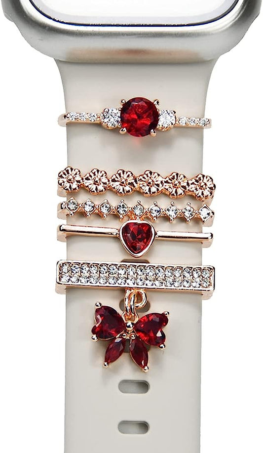 Watch Band Charms, Decorative Rings Loops Charms Compatible with Apple Silicone Watch Bands  49Mm 45Mm 44Mm 42Mm 41Mm 40Mm 38Mm , Metal Jewelry Watch Band Accessories Charms for Iwatch Band Series Se 9 8 7 6 5 4 3 2 1 Samsung Galaxy Watch 5/Pro/4 Fitbit  SUNOREEK   