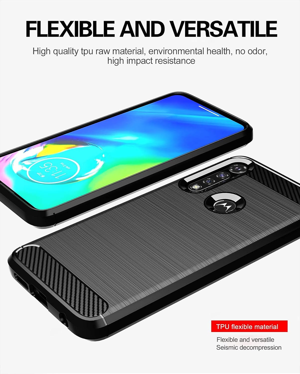 M MAIKEZI for Moto G Power 2020 Case, Motorola G Power Case 2020 with HD Screen Protector, Soft TPU Slim Fashion Non-Slip Protective Phone Case Cover for Motorola Moto G Power 2020 (Black Brushed TPU)  JINZHI Inc   