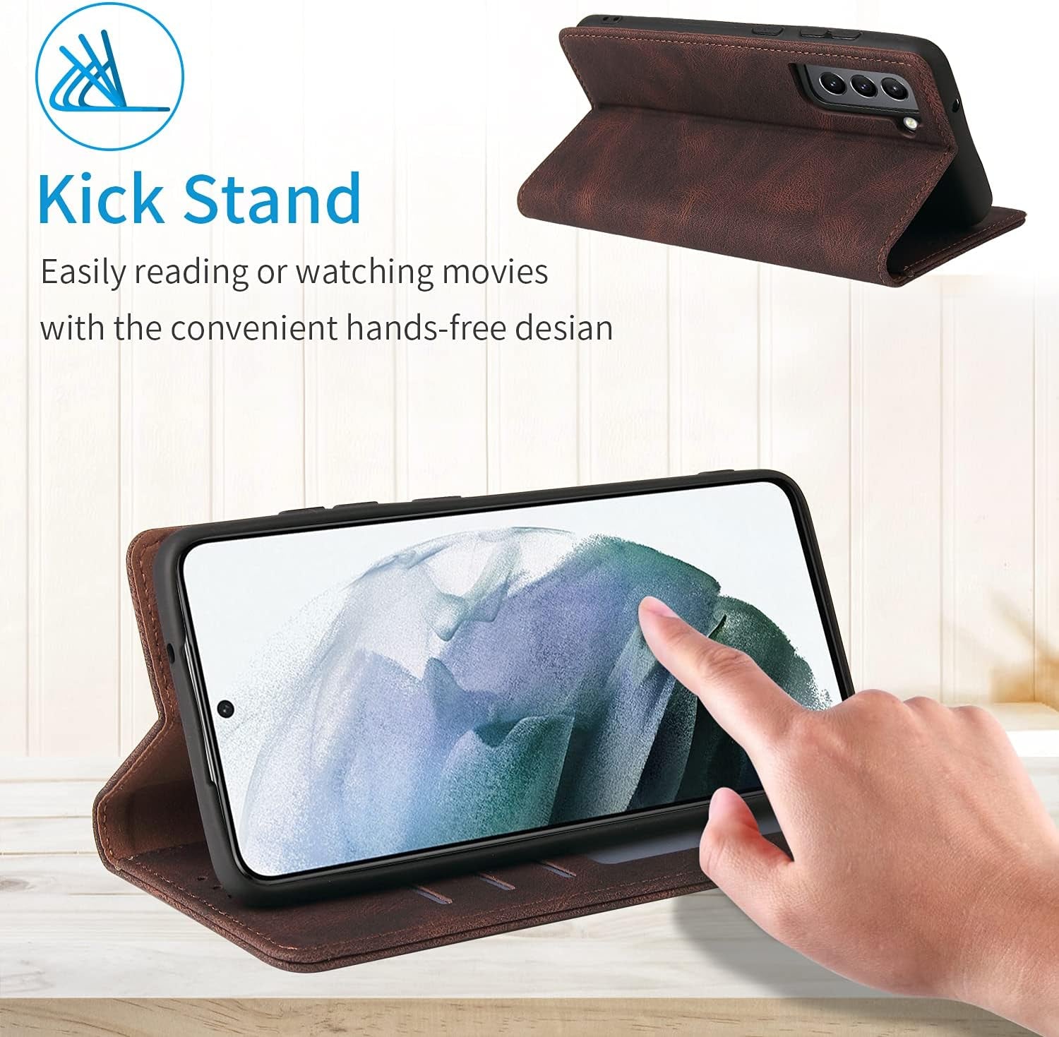 ZZXX Samsung Galaxy S21 Case Wallet with Card Holder Kickstand Magnetic Soft Leather Flip Fold Case for Samsung Galaxy S21 Wallet Case(Coffee-6.2 Inch)  ZZXX   