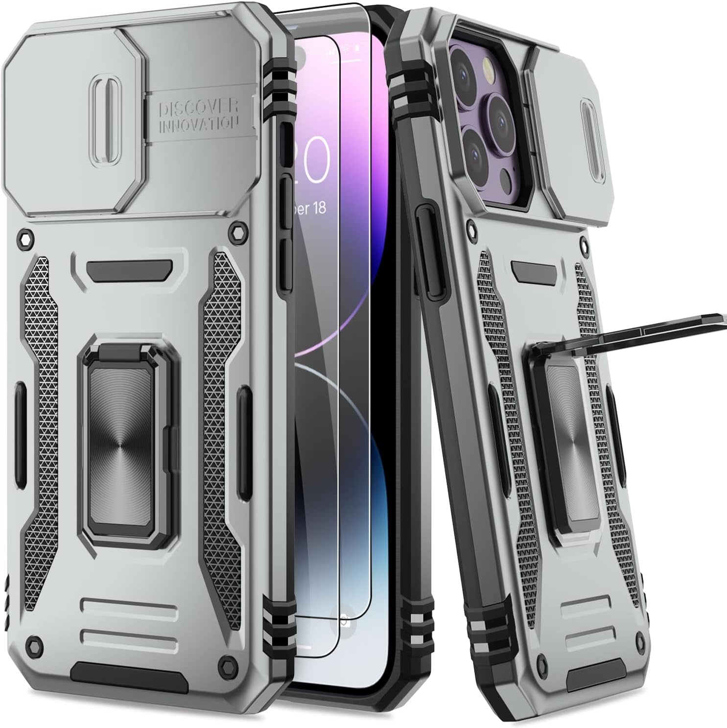 AUPAI Iphone 14 plus Case with Screen Protector,Iphone 14 plus Cover Crystal Clear Anti-Yellow Heavy Duty Acrylic Protective Phone Case with Magnetic Kickstand for Apple Iphone 14 Plus,Green  AUPAI   