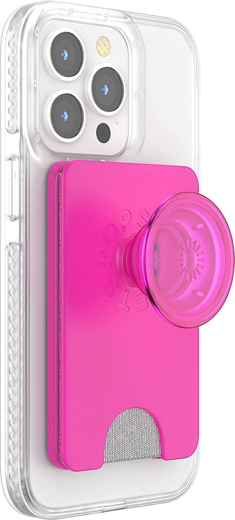 Popsockets Phone Wallet with Expanding Grip, Phone Card Holder, Wireless Charging Compatible, Wallet for Magsafe - White Clear  PopSockets Magenta Wallet 