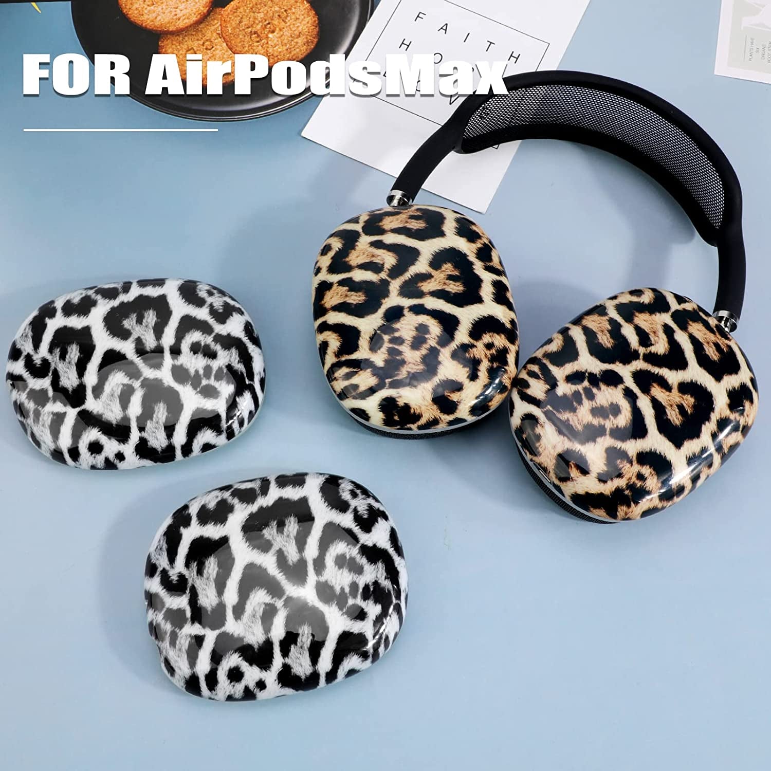 OOTSR Airpods Max Case Cover,Leopard Print Ear Cups Cover for Airpods Max,Skin Protector Cover for Apple Airpods Max(White)  OOTSR   