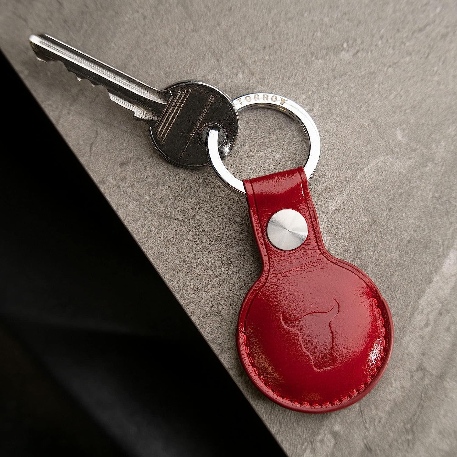 TORRO Airtag Holder Set – Leather Airtag Keychain and Airtag Case (Red)  B.A.M Worldwide ltd   