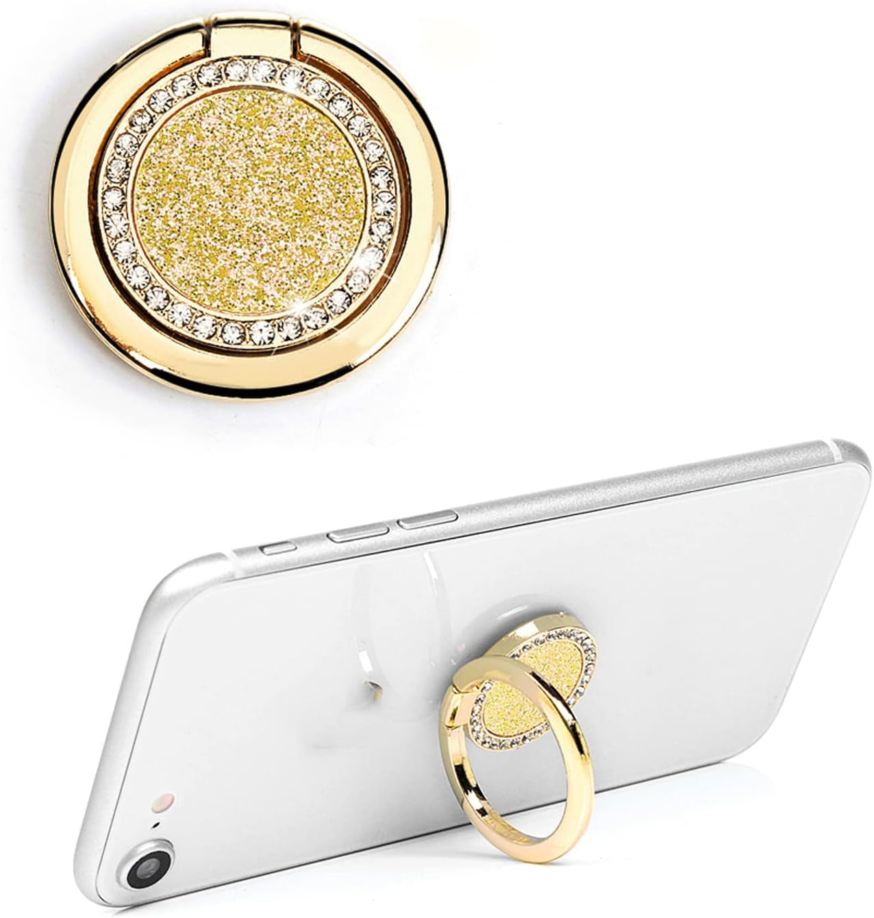 Mavis'S Diary Bling Cell Phone Ring Stand Holder, Universal 360 Rotation Metal Buckle Tablet Finger Grip Kickstand Compatible with Iphone Galaxy LG Google Moto All Smartphones(Silver)  Mavis's Diary Gold  