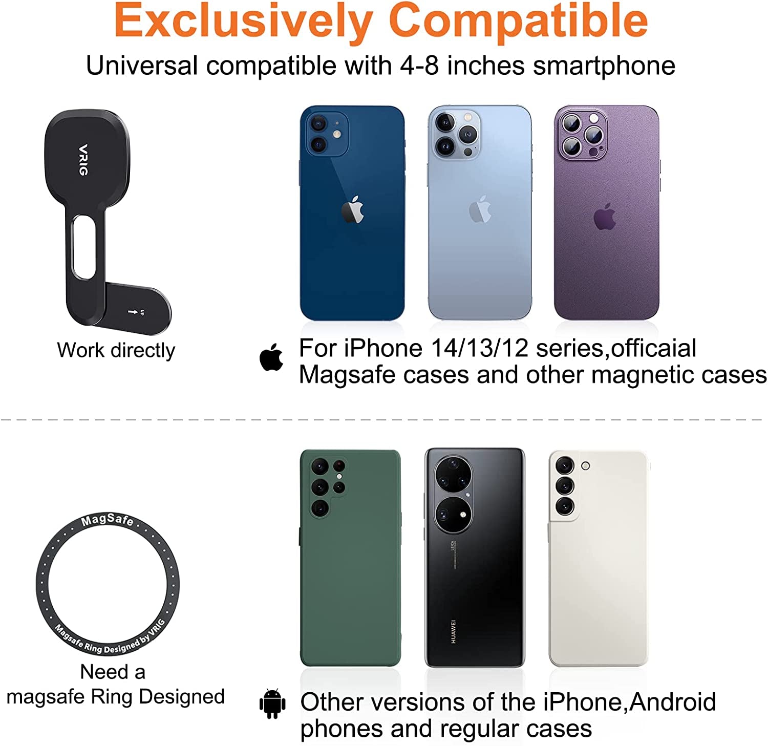 VRIG MG-10 Magnetic Phone Holder for Laptop Designed for Iphone 14/13 / 12 Series Magsafe, Adjustable Phone Monitor Side Mount, Slim Portable Foldable Computer Expansion Bracket  VRIG   