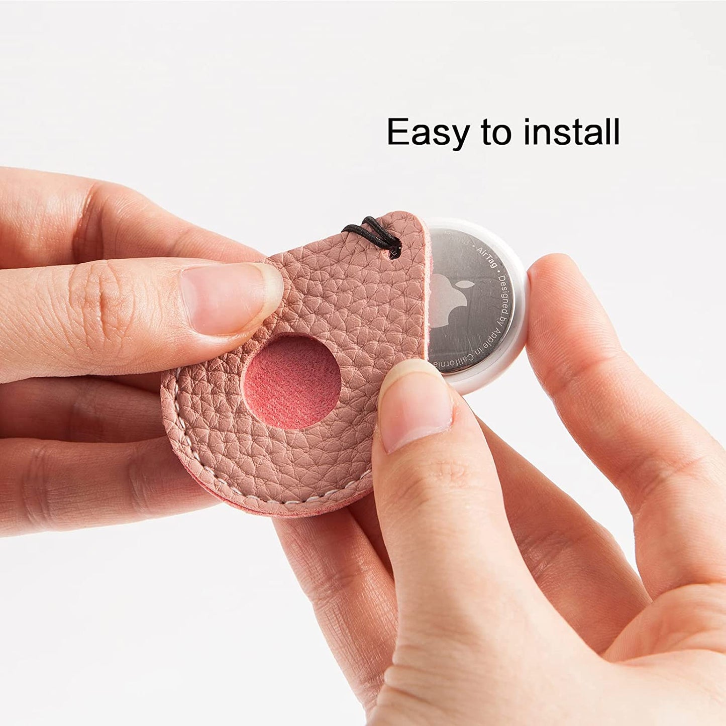 FOREVERFLYBIRD 4 Pack Airtag Holder Leather Case Air Tag Cover Keychain GPS Tracker Remote Finder Key Travel Backpack Pet Locator,Grey,White,Pink,Red  FOREVERFLYBIRD   