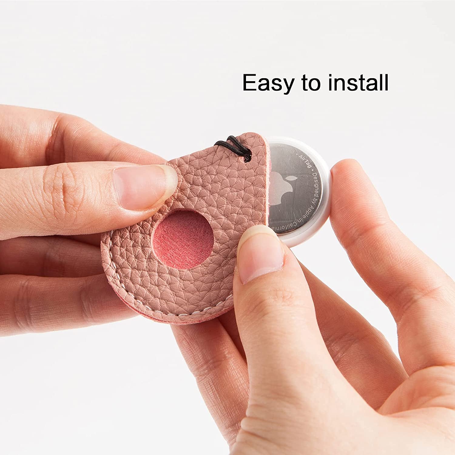 FOREVERFLYBIRD 4 Pack Airtag Holder Leather Case Air Tag Cover Keychain GPS Tracker Remote Finder Key Travel Backpack Pet Locator,Grey,White,Pink,Red  FOREVERFLYBIRD   