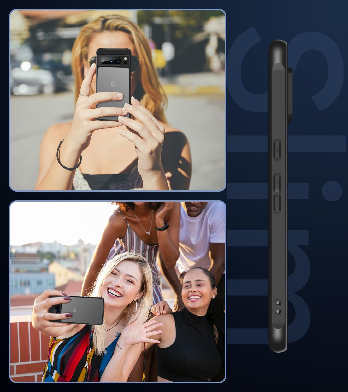 Ivoler Upgraded Shockproof for Google Pixel 8 Pro 2023, Military Grade Drop Protection, Silicone Google Pixel 8 Pro Case, Slim Thin Semi-Clear Google Pixel 8 Pro Phone Case, Black  ivoler   