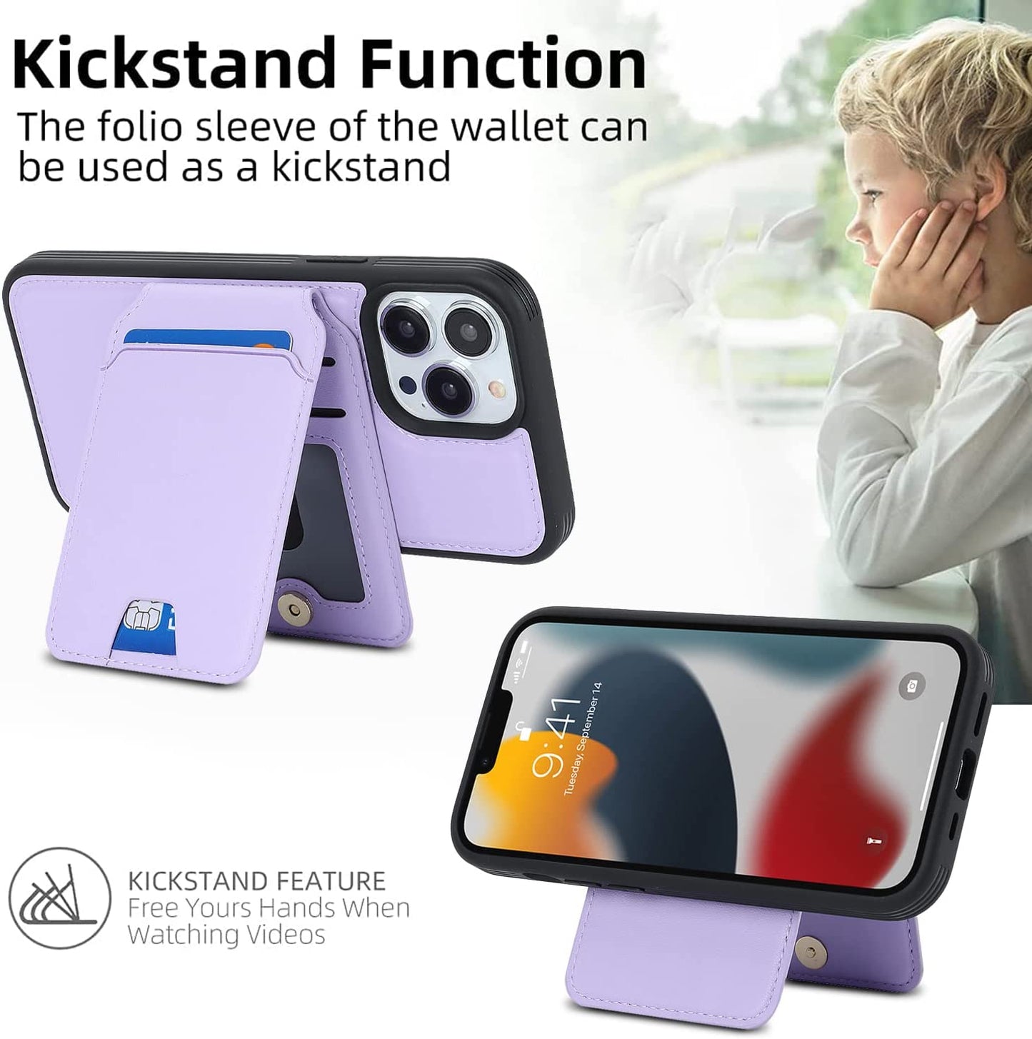 Ｈａｖａｙａ Iphone 13 Pro Max Phone Case Magsafe Compatible,Iphone 12 Pro Max Case Wallet with Card Holder,Magnetic Detachable,Magnetica Mag-Safe Cover with Kickstand for Women and Men-Purple  Ｈａｖａｙａ   