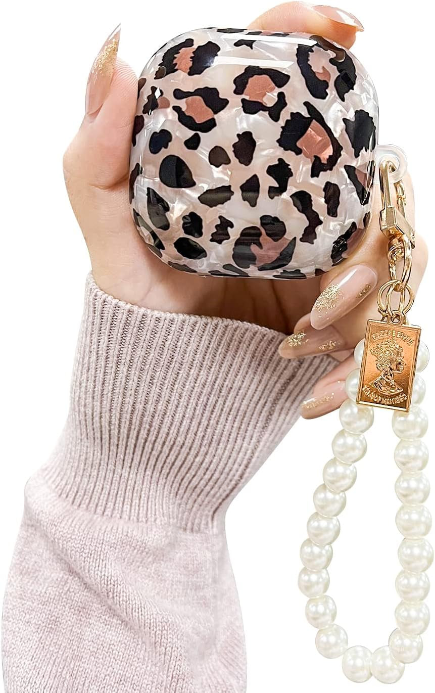 Fycyko Compatible with Samsung Galaxy Buds 2 Pro(2022)/Galaxy Buds Pro Case/Galaxy Buds 2 Case/Galaxy Buds Live Case with Pearl Keychain Cute Shockproof Protective Cover Case White  Fycyko Brown  