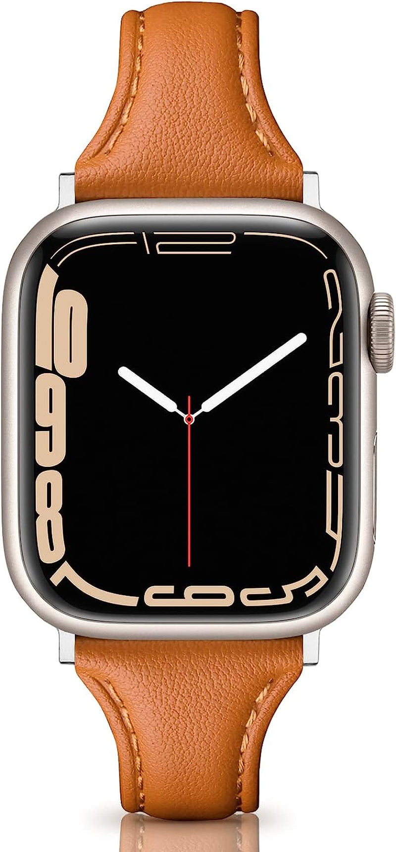 Eyamumo Leather Band Compatible for Apple Watch Band 38Mm 40Mm 41Mm, Slim Thin Elegant Genuine Leather Strap Compatible for Iwatch Series 8, 7, 6, 5, 4, 3, 2, 1, SE, Sport & Edition for Women  Eyamumo Gold Brown 38mm / 40mm / 41mm 