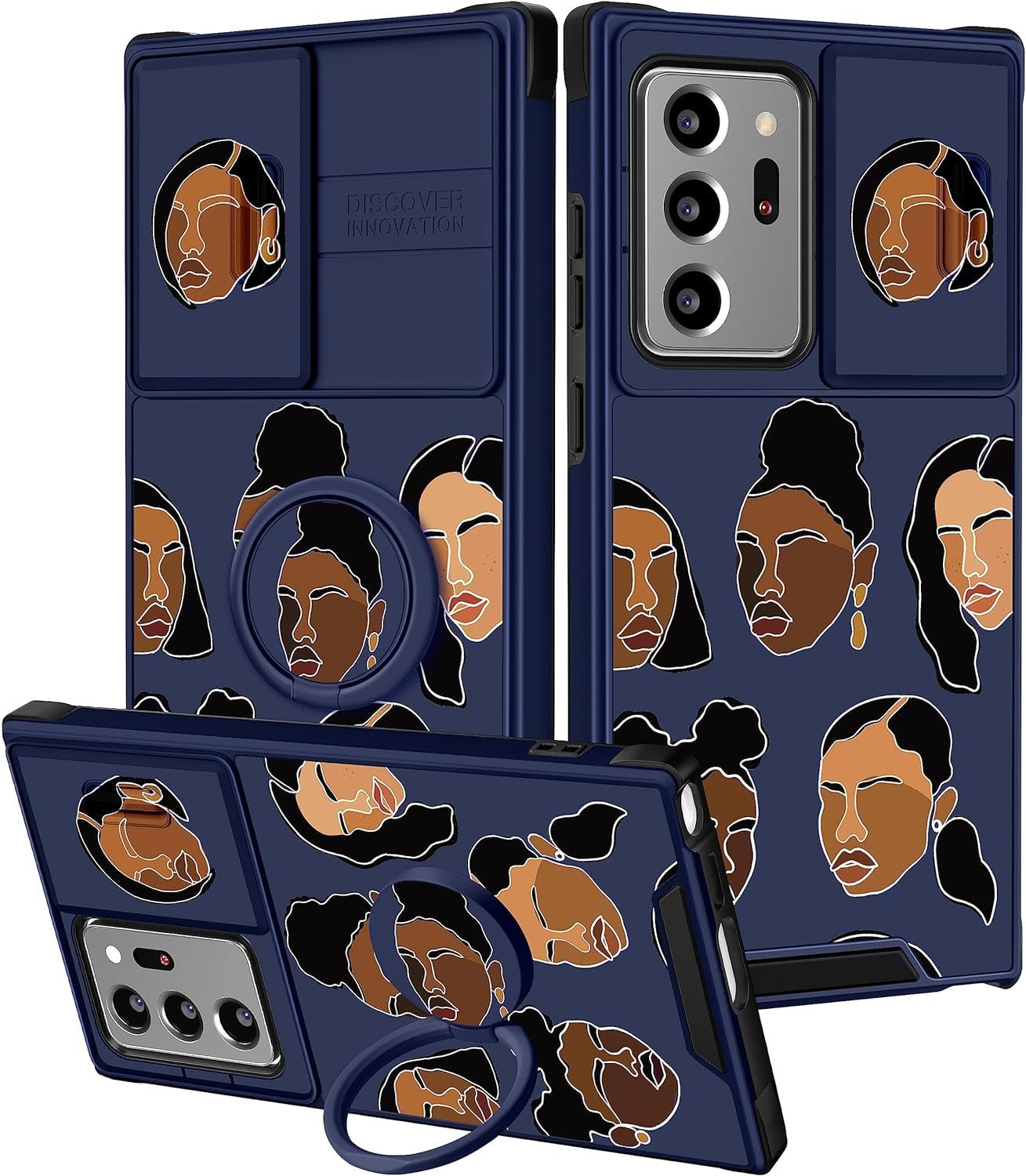 Funermei (2In1 for Samsung Galaxy Note 20 Ultra Case for Women Cute Girls Phone Cover Butterfly Girly Aesthetic Purple Butterfly Design with Camera Cover+Ring Funda for Galaxy Note 20 Ultra Case 5G  Funermei 4-Black Girl  