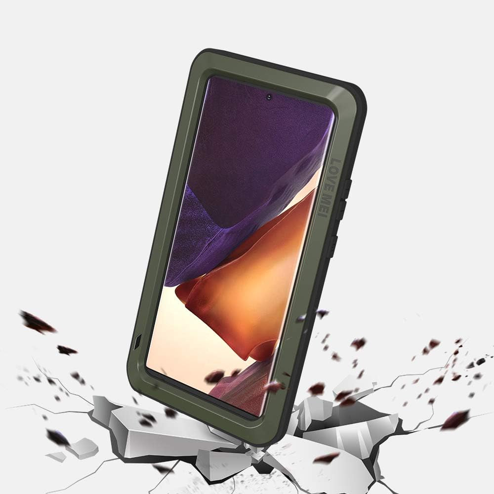 LOVE MEI Galaxy Note 20 Ultra 5G Phone Case, [Without Glass Screen Protector] Full Body Sturdy Defender Hard Cover Heavy Duty Shockproof Dustproof Metal Silicone Case for Samsung Note 20 Ultra Green  LOVE MEI   