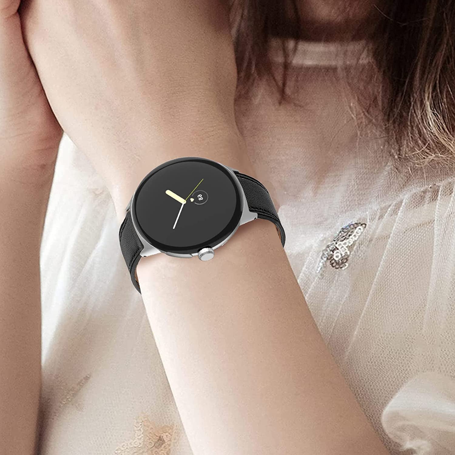 Leather Bands Compatible with Google Pixel Watch Band, Leather Replacement Band for Google Pixel Watch for Women & Men (D)  hunmansaf   