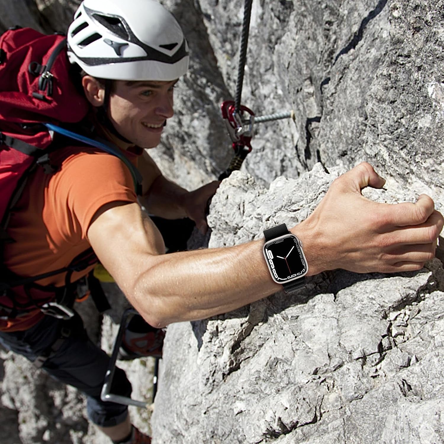 4 Pack Alpine Trail Loop Ocean Band Compatible with Apple Watch Band 49Mm 45Mm 44Mm 42Mm Women Men,Adjustable with Sport Strap for Iwatch Ultra Series 8/7/6/5/4/3/2/1/Se,A-Black/Orange/T-Black/O-Black  FnKer   