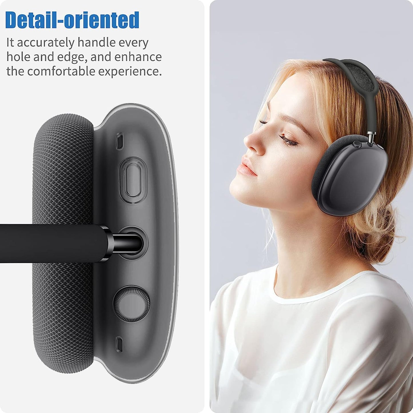 KOREDA for Airpod Max Case, Clear Soft TPU Anti-Scratch Protective Case Cover, No Yellowing Transparent Accessories for Apple Airpods Max (Clear Black)  KOREDA   