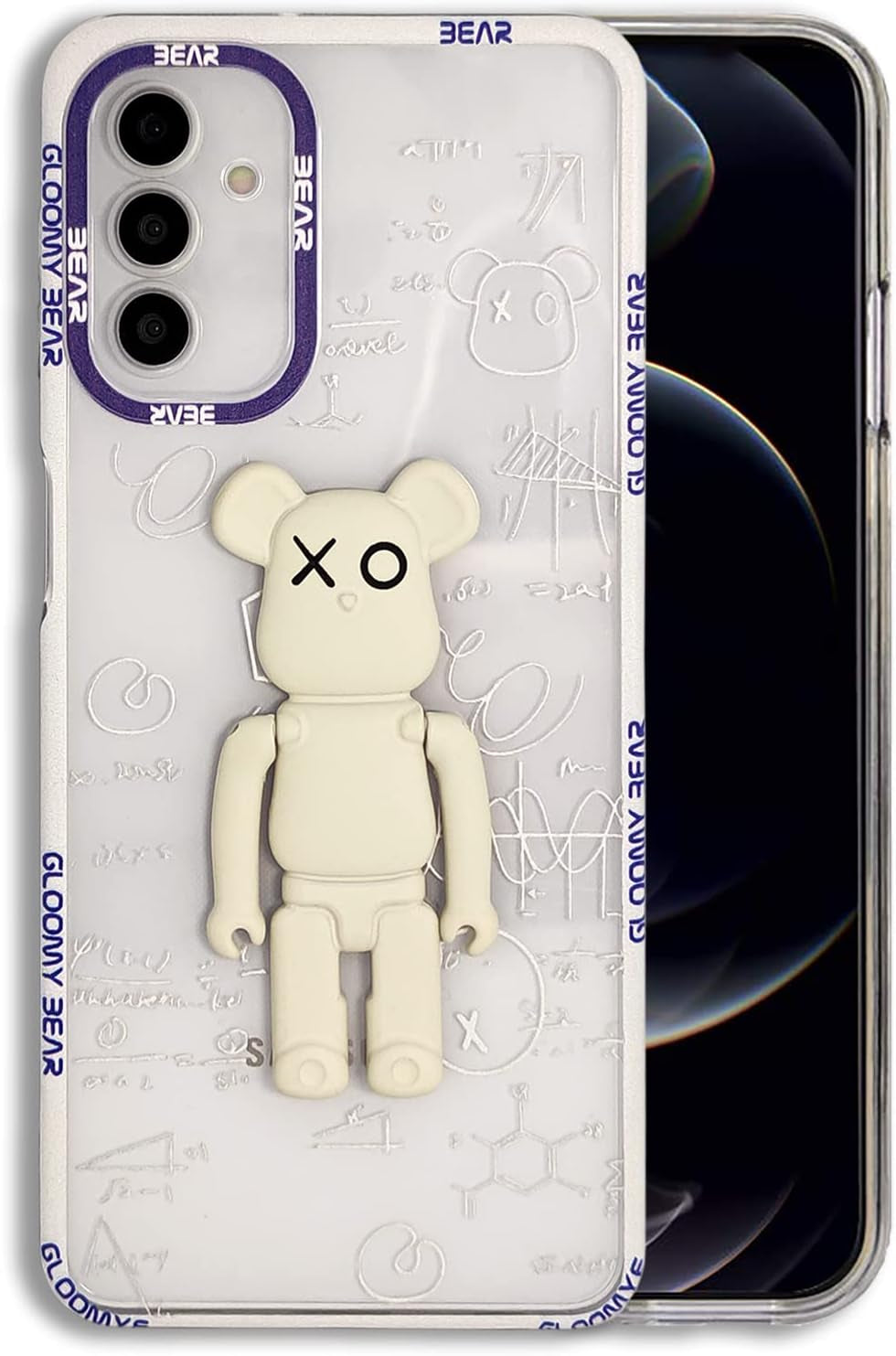 DOWINTIGER Samsung Galaxy A53 5G Case - Cool Designer 3D Bear with Kickstand Design for Boys Men, Street Fashion Soft Flexible Slim TPU Camera Lens Protective Clear Cover for Galaxy A53 - Black Bear  DOWINTIGER White Bear Kickstand Samsung Galaxy A13 5G / A04S 