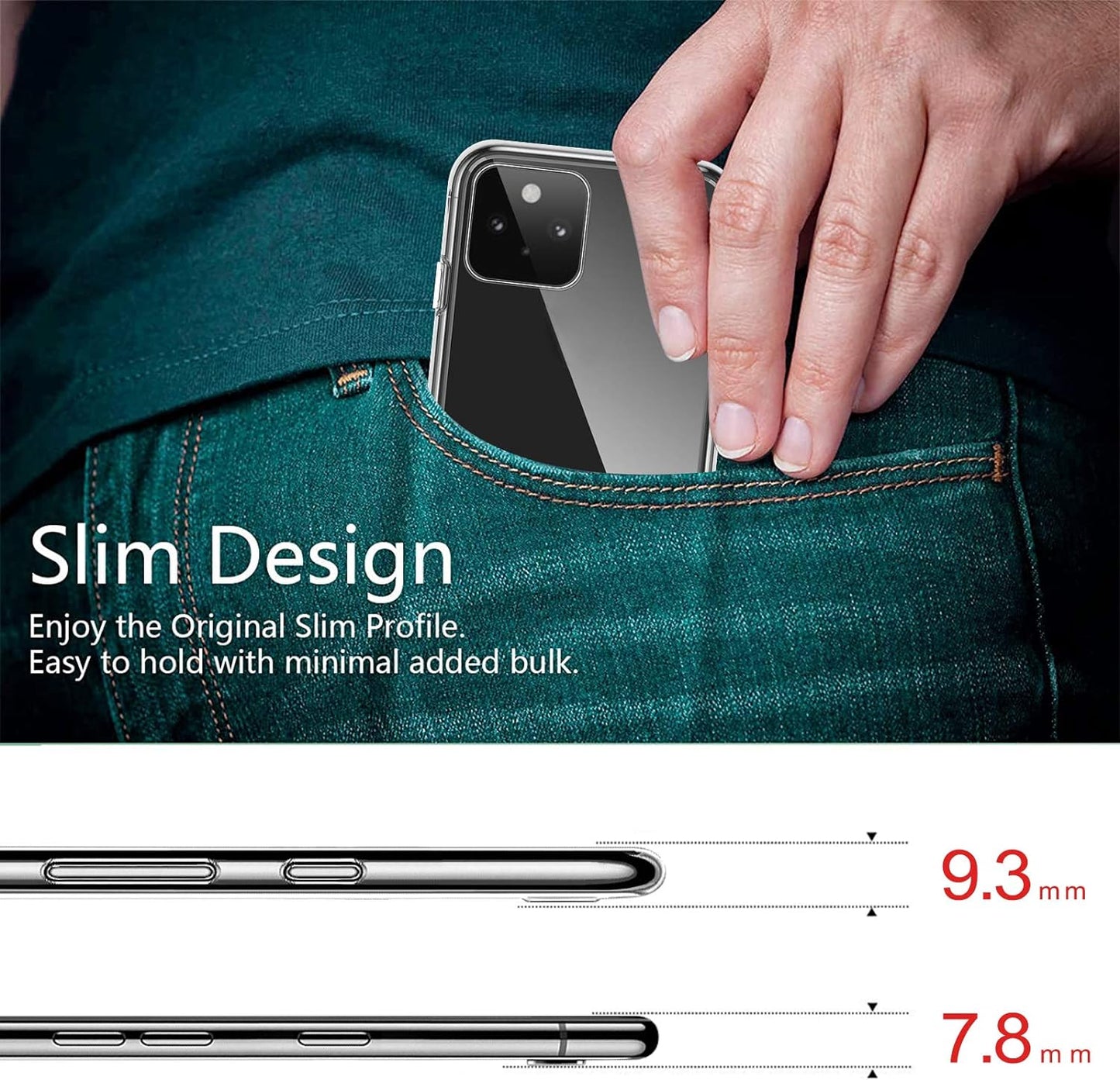 Google Pixel 5 Case Crystal Clear Slim Thin Soft Silicone Shockproof Protective TPU Bumper Thin Cover for Pixel 5 (2020) 6" - Clear  Guuboly   