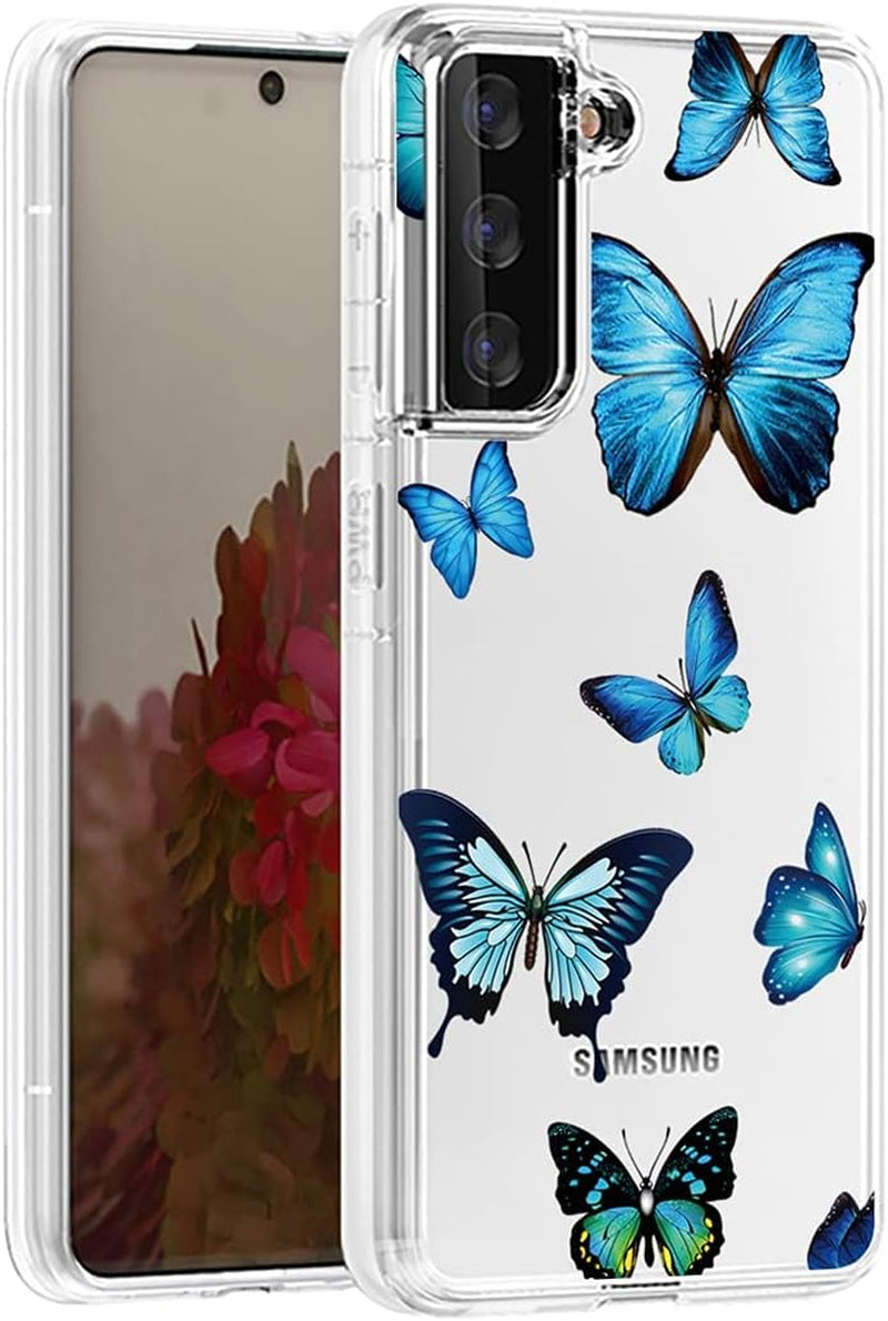 Vokuha for Galaxy S21 plus Case,Samsung S21 + Case, Cute Clear Gradient Slim Shockproof Soft Flexible TPU Back Phone Protective Cover for Samsung Galaxy S21 plus 5G (Black/Gold)  Vokuha Bluebutterfly  