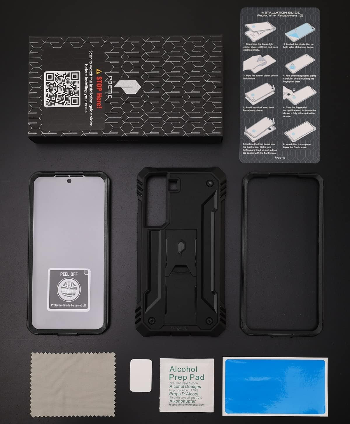 Poetic Revolution Case for Galaxy S22+ plus with Built-In Screen Protector, Work with Fingerprint ID, Full Body Rugged Shockproof Protective Cover Case with Kickstand for S22+ plus 5G 6.6 Inch, Black  Poetic   