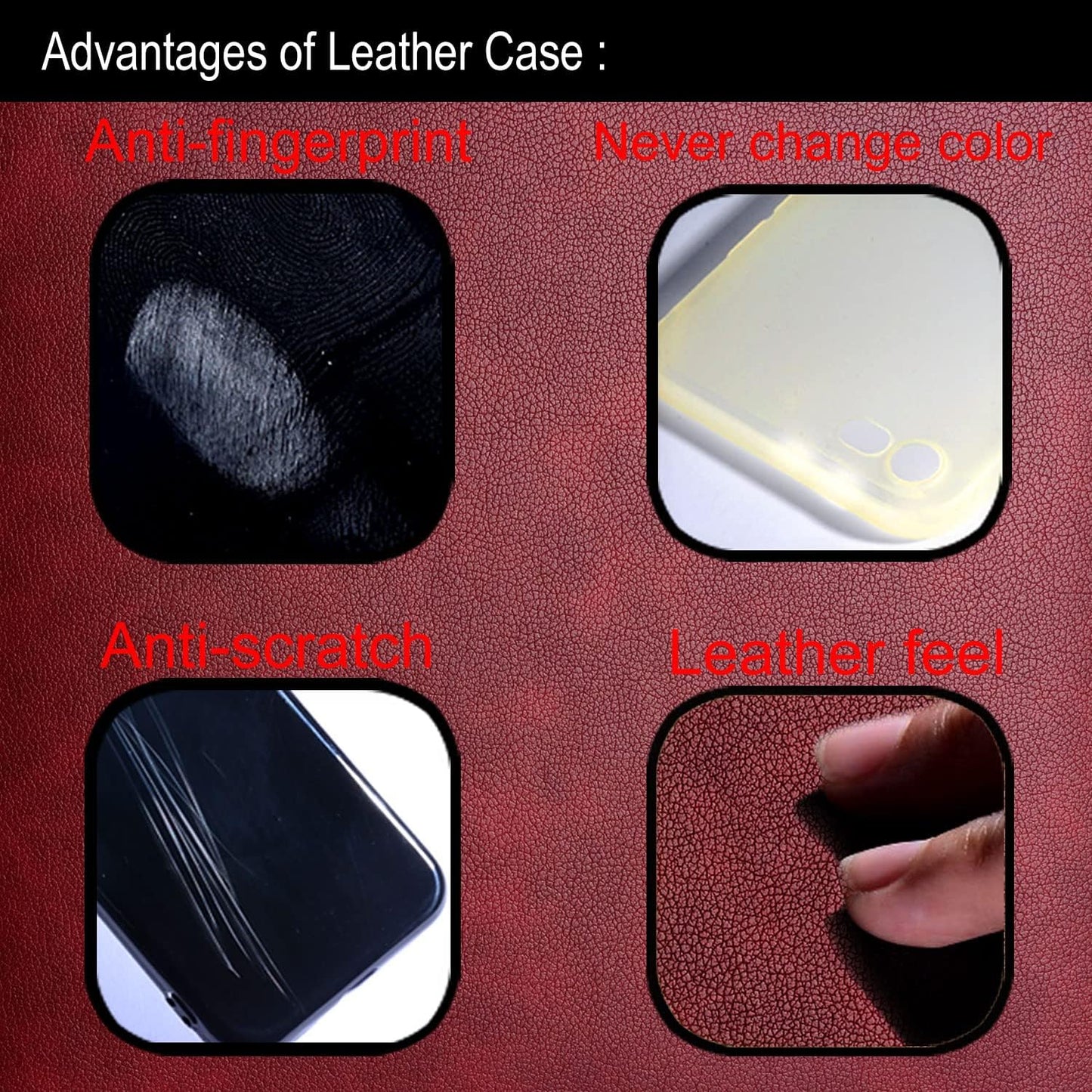 For Google Pixel 4A 5G Case, 6.2 Inch Premium PU Leather Phone Cover Retro Design Full Protective Case for Google Pixel 4A 5G (Dark Red)  AIORIA   