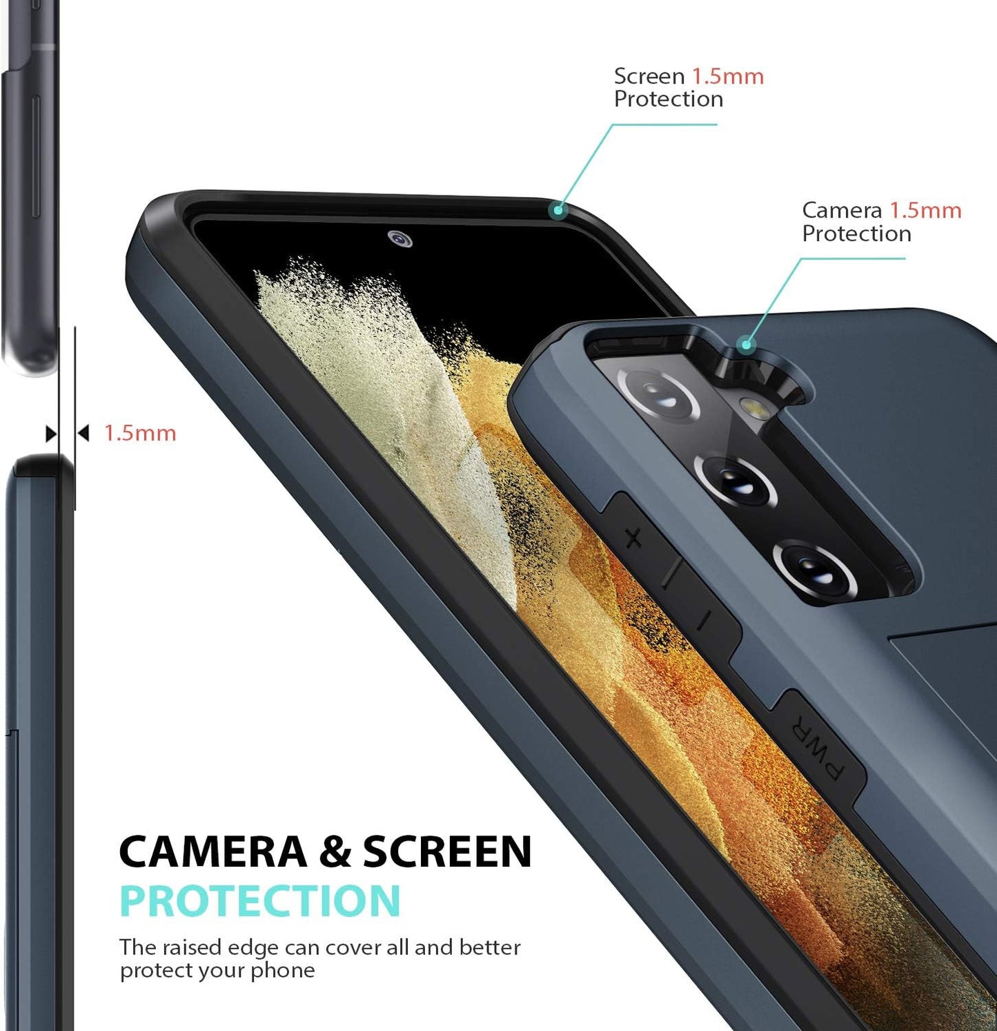 Zuslab Wallet Case Compatible with Samsung Galaxy S21 5G Phone Case with Card Holder Shockproof anti Scratch Compatible with Samsung Galaxy S21 5G with Screen Protector[X2Pack] Dark Blue  ZUSLAB   