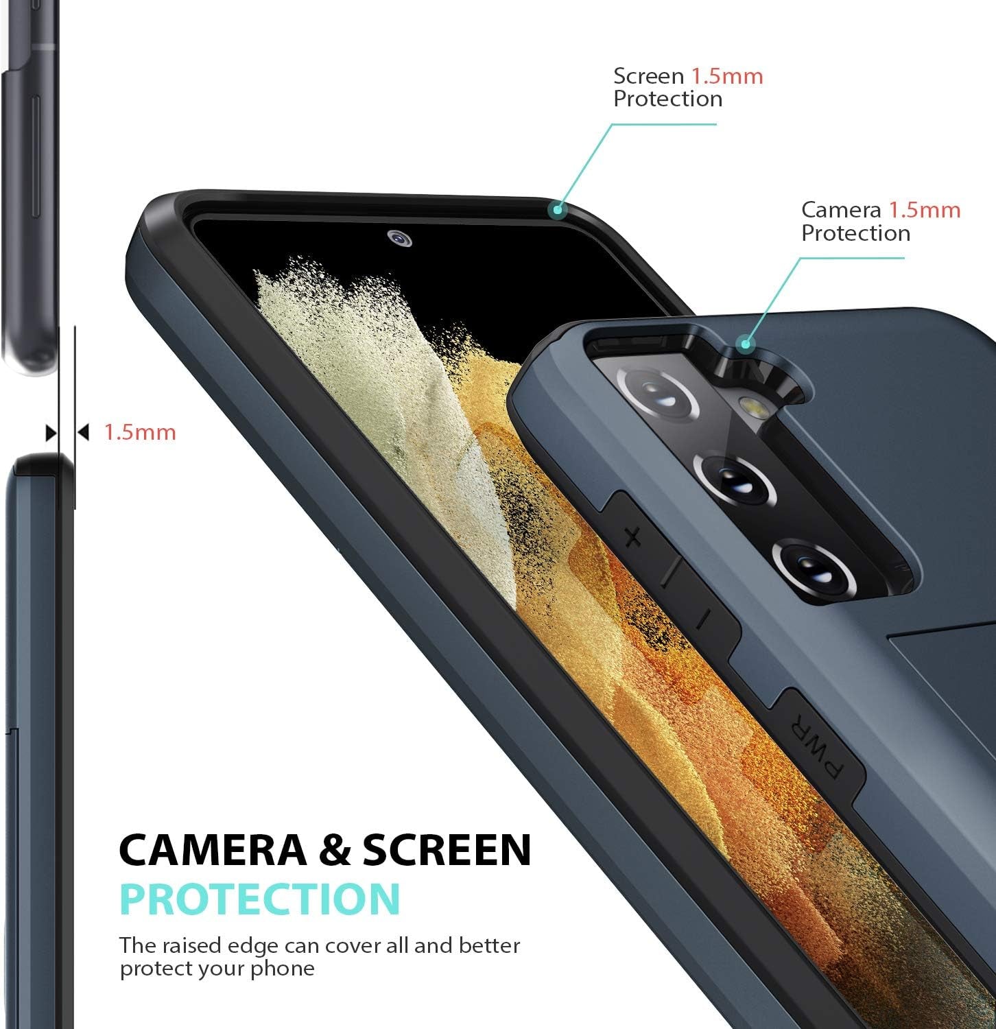 Zuslab Wallet Case Compatible with Samsung Galaxy S21 5G Phone Case with Card Holder Shockproof anti Scratch Compatible with Samsung Galaxy S21 5G with Screen Protector[X2Pack] Dark Blue  ZUSLAB   