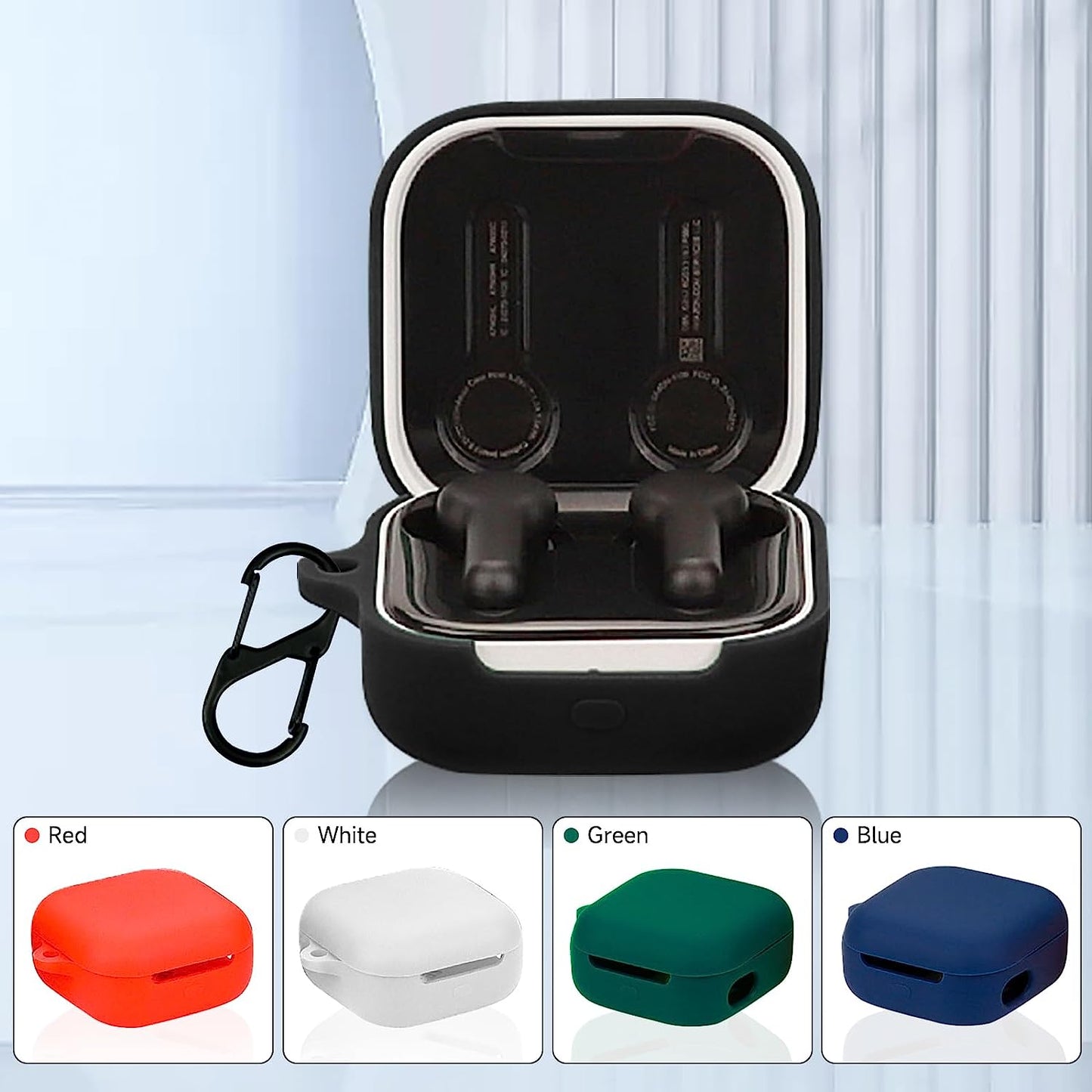 LDSXAY Compatible with Echo Buds 2023 Case Cover, Soft Silicone Shockproof Protective Case Skin for All-New Echo Buds (2023 Release) Charging Case with Carabiner, Front LED Visible (White)  LDSXAY   