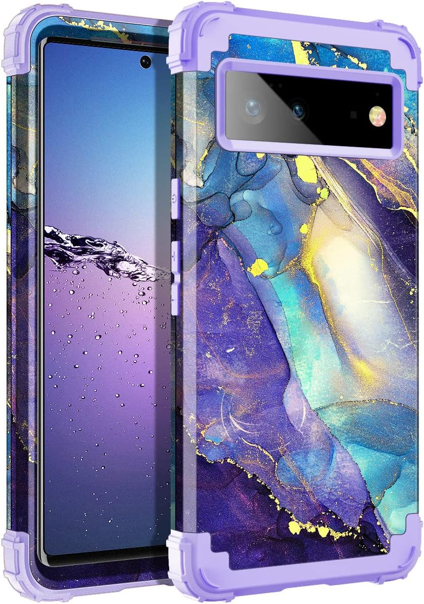 Rancase Compatible with Google Pixel 6 Case,Three Layer Heavy Duty Shockproof Protection Hard Plastic Bumper +Soft Silicone Rubber Protective Case for Google Pixel 6,Purple  Rancase   
