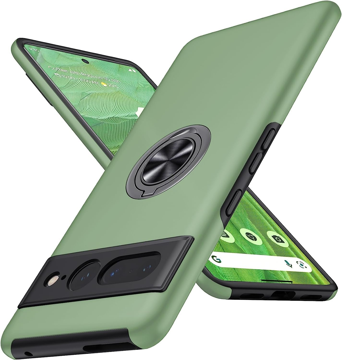 JAME for Google Pixel 7 Pro Case, Slim Fit Case for Pixel 7 Pro with Invisible Ring Kickstand, [Military Grade Drop Tested] Dual Layer Shockproof Protective Phone Case for Pixel 7 Pro 6.7", Green  JAME Alpine Green  