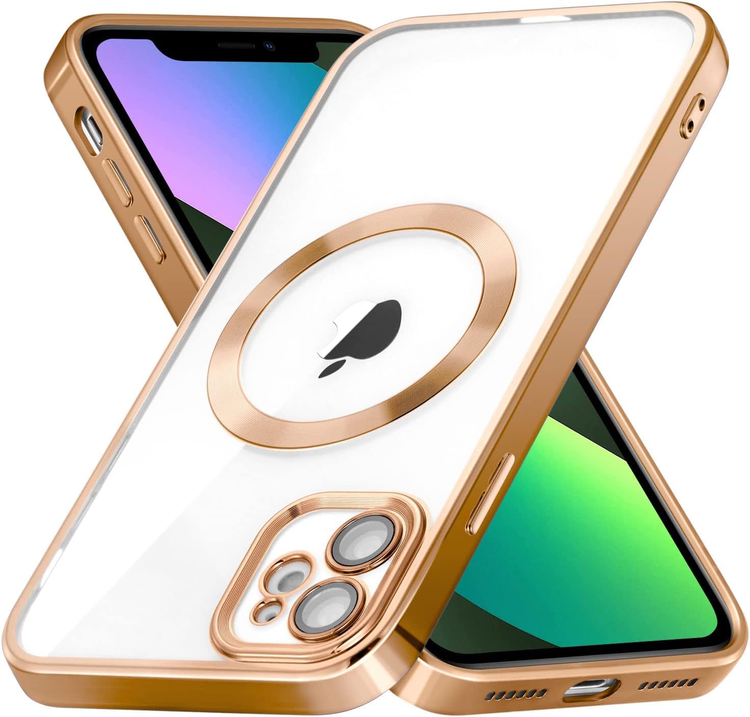 ZCDAYE Case for Iphone 13, Iphone 13 Phone Case Compatible with Wireless Charging,Blue Edge Electroplated Transparent Soft TPU Shockproof Case Cover for Iphone 13(6.1 Inches) - Blue  ZCDAYE Gold Iphone 11 