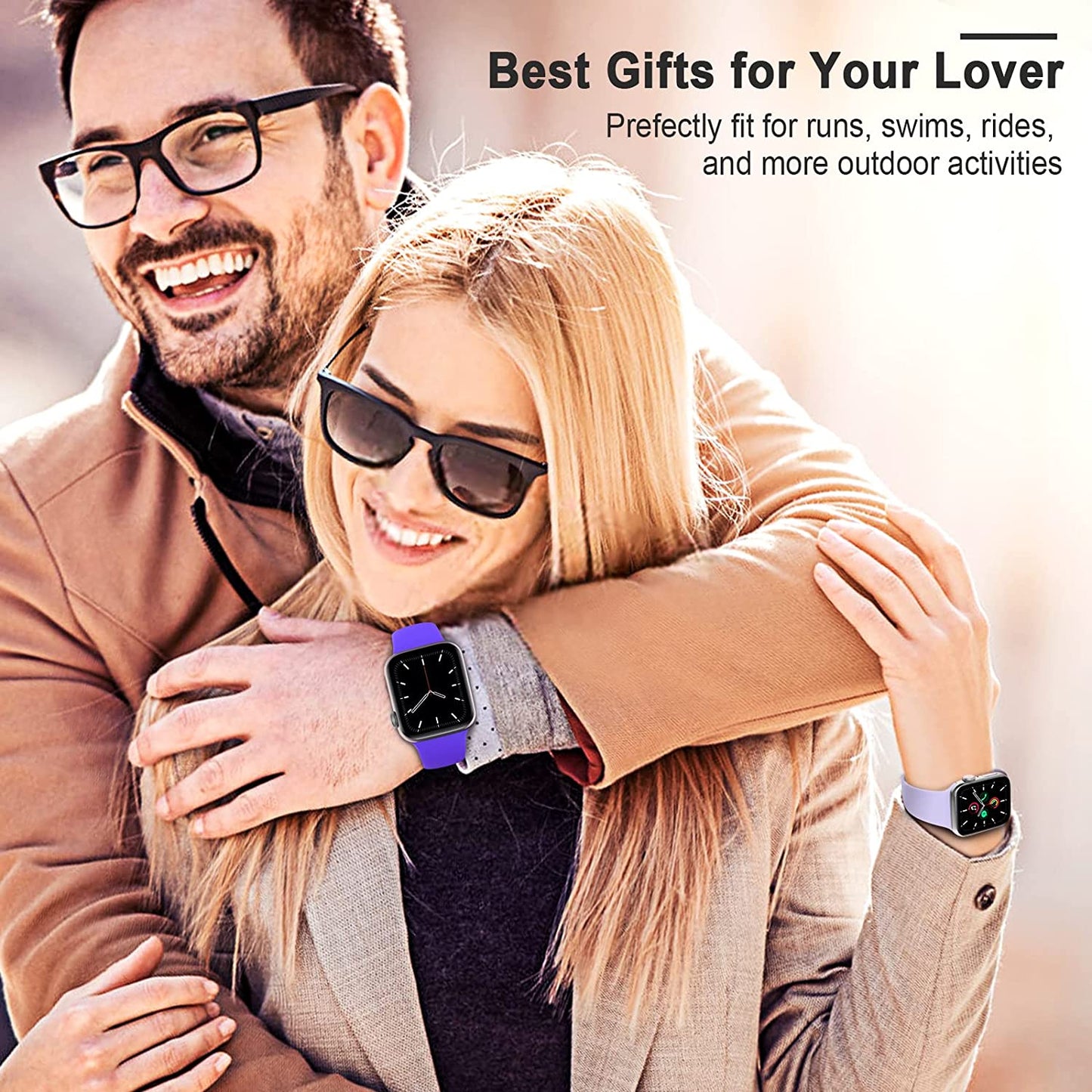 ZALAVER Bands Compatible with Apple Watch Band 49Mm 45Mm 44Mm 42Mm 41Mm 40Mm 38Mm, Soft Silicone Sport Wristbands Buckle Clasp Strap for Iwatch Ultra Series SE 8 7 6 5 4 3 2 1 Women Purple/Lavender  ZALAVER   
