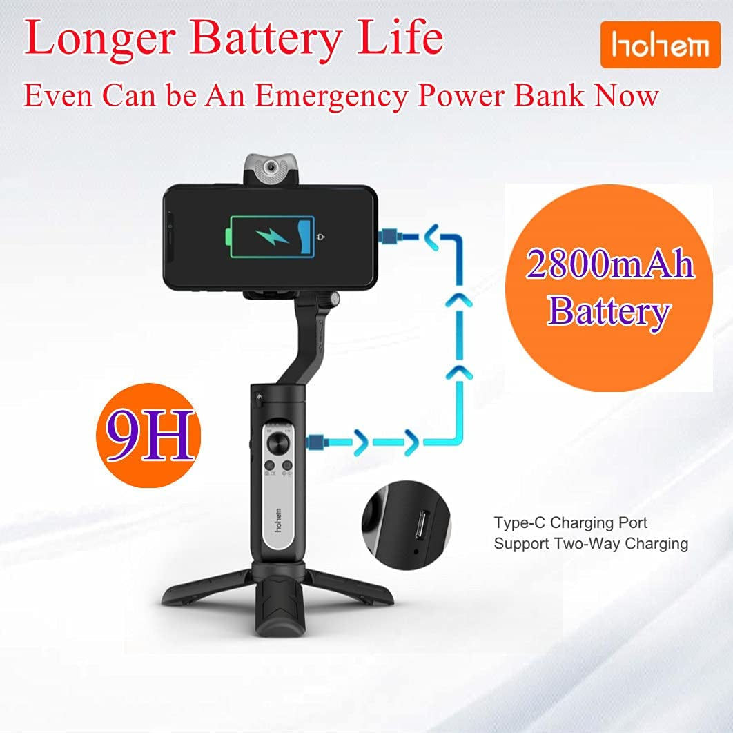 Hohem Isteady V2 Gimbal Stabilizer for Smartphone W/Ai Visual Tracking LED Video Light Auto Zoom Foldable Gimbal for Iphone13/12 Pro Max,For Samsung S20 for Youtube Tiktok Live Video,3-Axis Gimbal  hohem   
