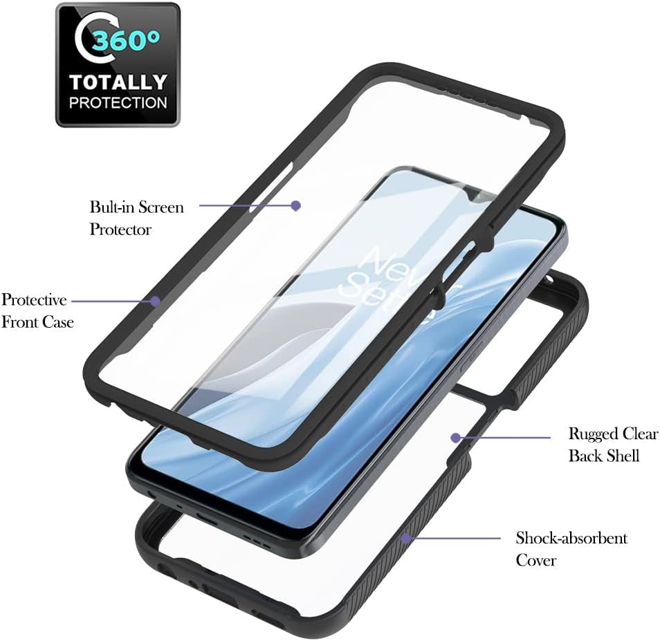 DETUOSI for Oneplus Nord N300 5G Case, Built in PET Screen Protector, [360 Full Body Protection], 1+ Nord N300 5G Case, 3 in 1 Shockproof Clear Protection Phone Cover for Oneplus Nord N300 5G, Black  DETUOSI   