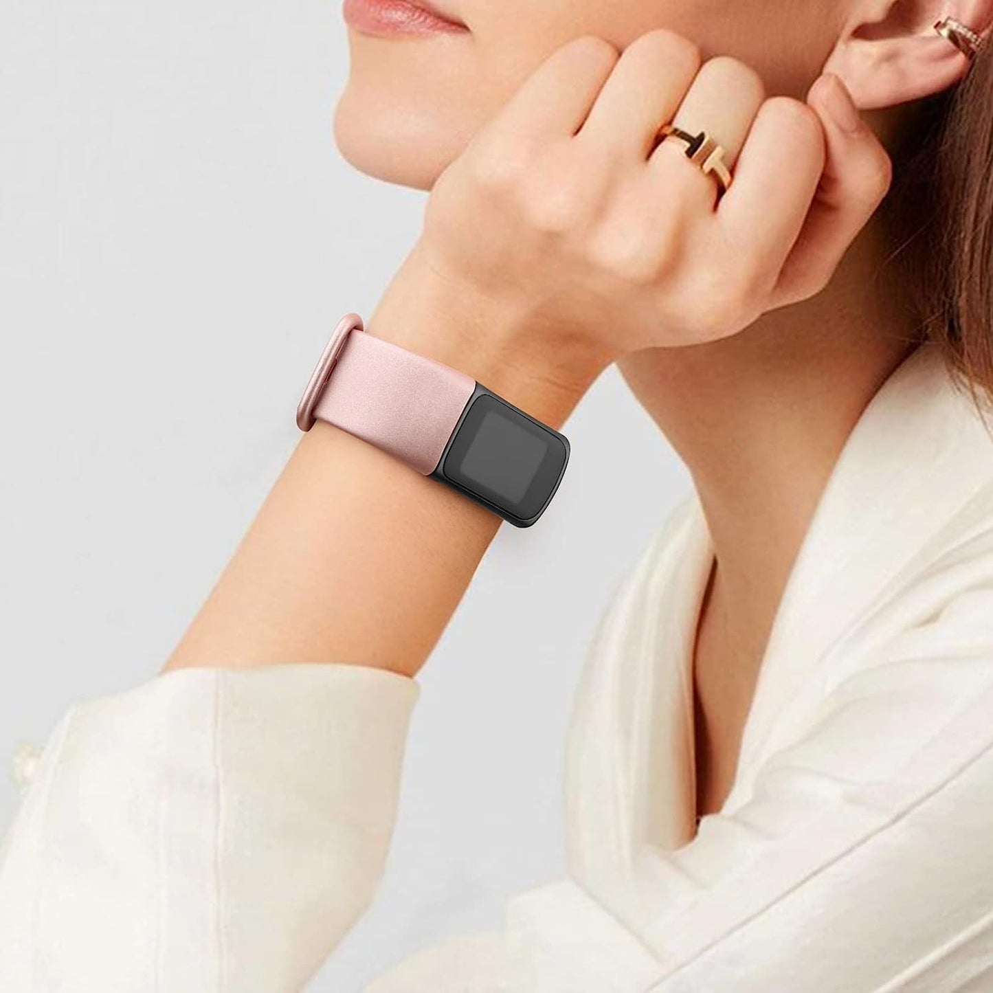 3 Pack Sport Bands Compatible with Fitbit Charge 5 Bands for Women Men, Classic Soft Silicone Replacement Wristbands for Fitbit Charge 5 Fitness Tracker (Small,Rose Gold/Champagne Gold/Wine Red)  AK   