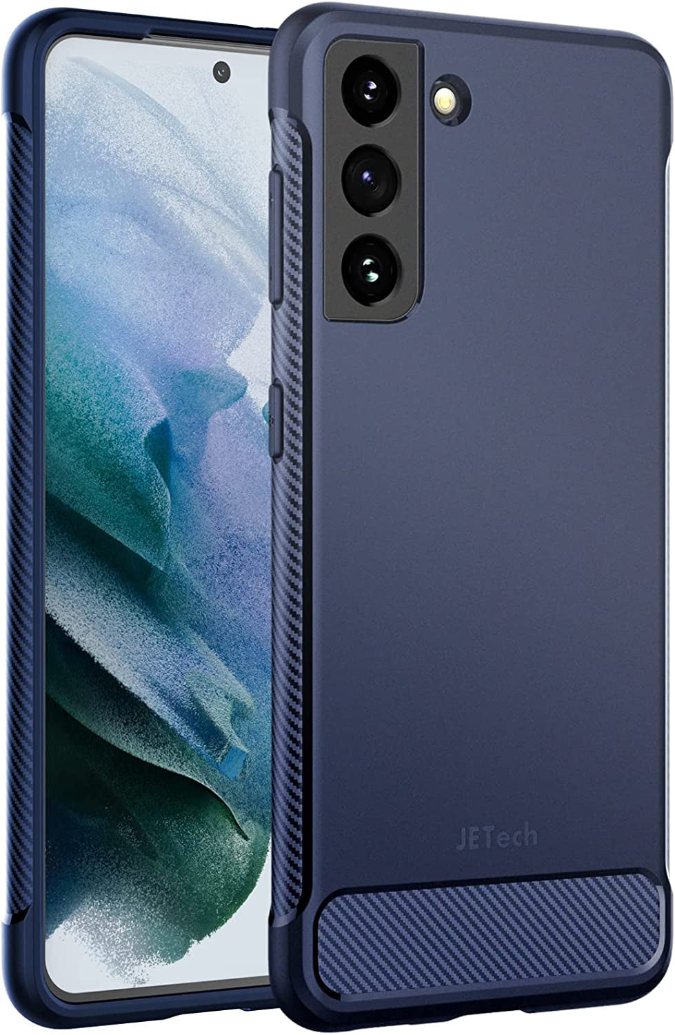 Jetech Slim Fit Case Compatible with Samsung Galaxy S21 5G 6.2-Inch, Thin Phone Cover with Shock-Absorption and Carbon Fiber Design (Black)  JETech Blue  