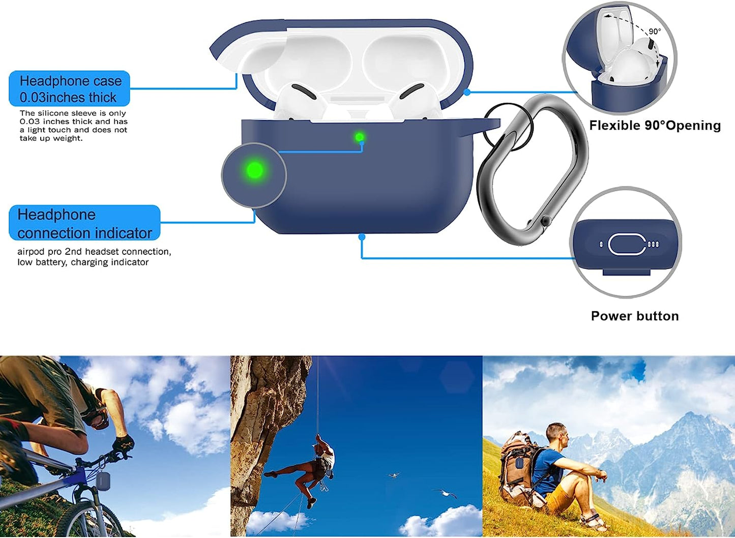 AGAOSH for Airpods Pro 2Nd Generation Case Cover with Keychain,Soft Silicone Skin Cover Protective Case for New Apple Airpods Pro Gen 2 Case 2022 Charging Case for Women Men Girl [Front LED Visible]  AGAOSH   