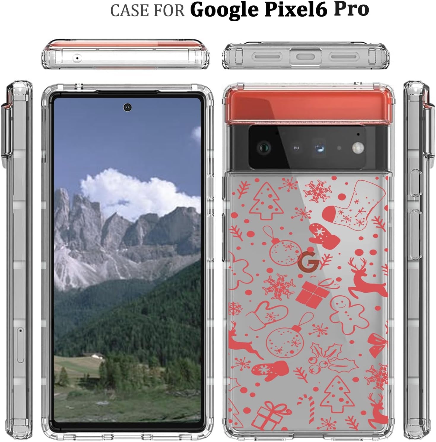 YCJACE Google Pixel 6 Pro Case Clear with Christmas Design Soft Flexible TPU Ultra-Thin Shockproof Anti-Scratch Bumper Protective Cover Case for Google Pixel 6 Pro-Christmas  YCJACE   